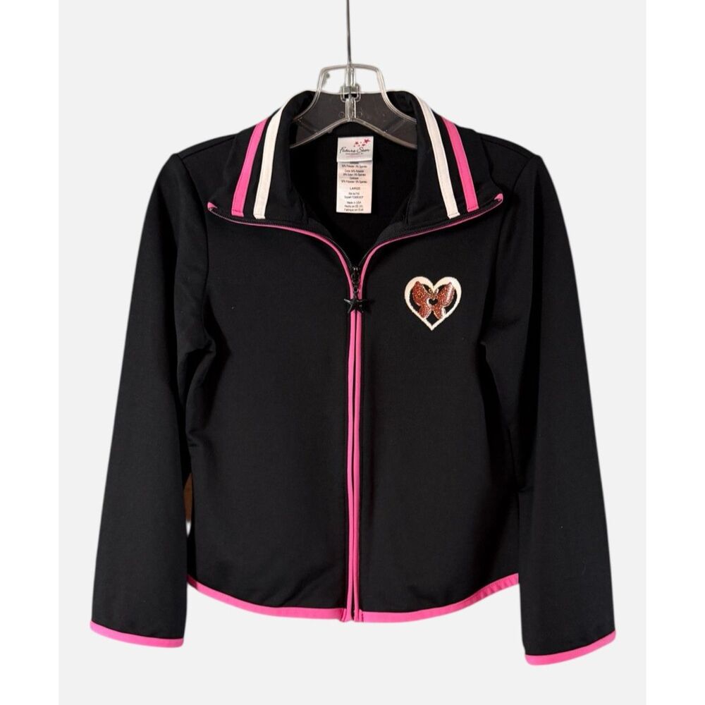 Capezio Future Star Dance Warm-Up Jacket Black Pink Girls Large BNWOT
